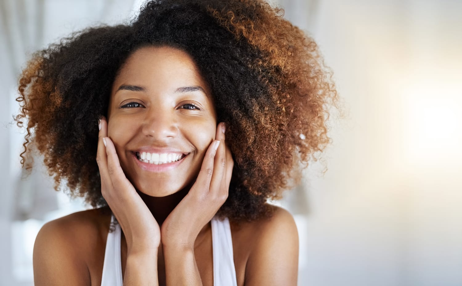 Woman smiling after therapy in Idaho Falls