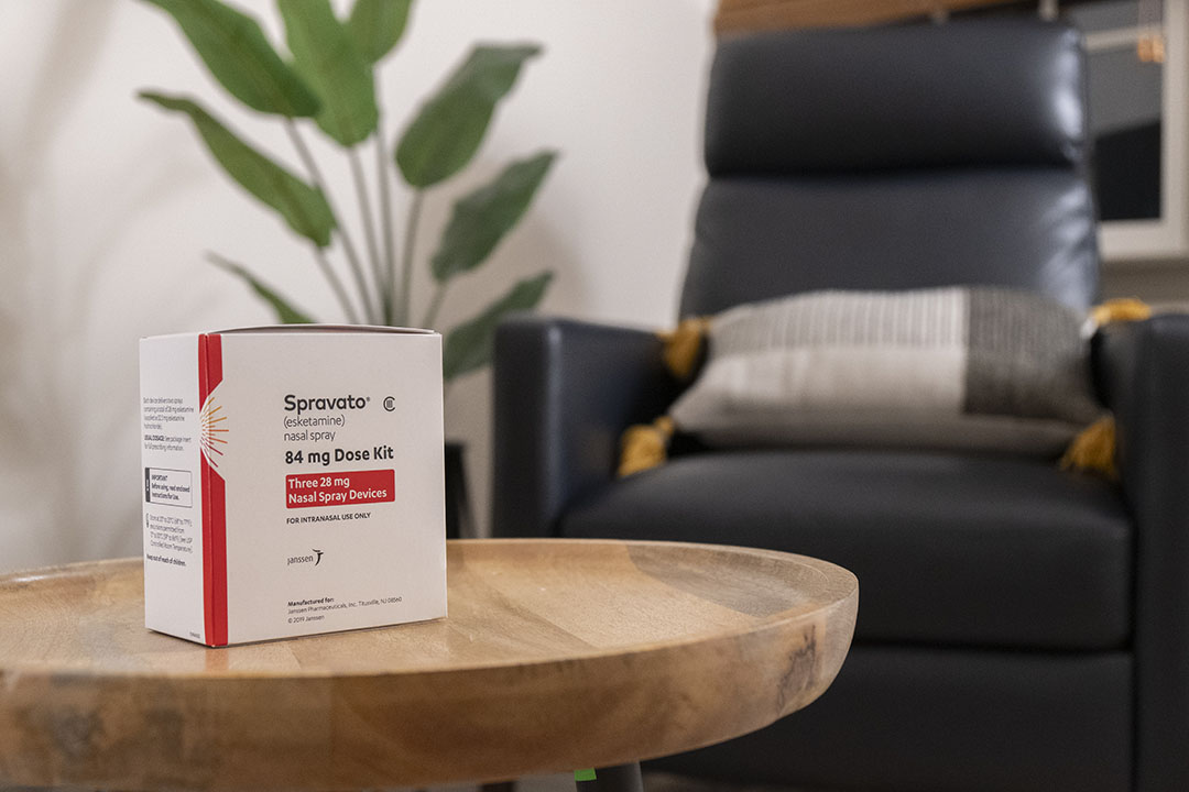 Spravato esketamine nasal spray dose kit in the treatment room at Autumn Leaves Psychiatry